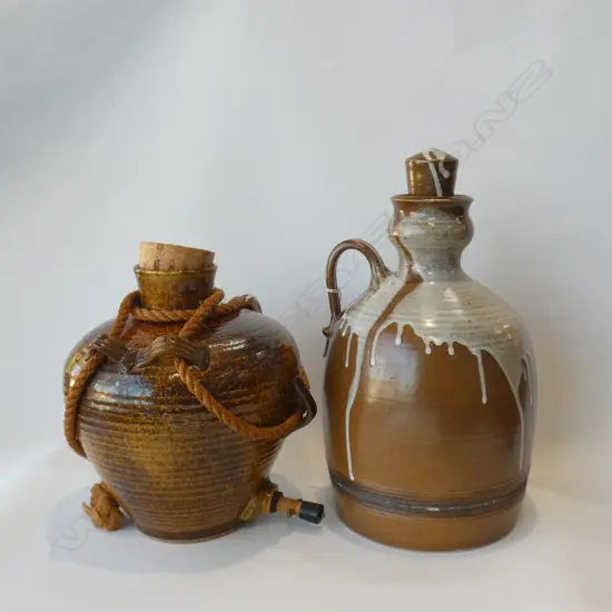 2 STUDIO POTTERY FLAGONS H.380mm