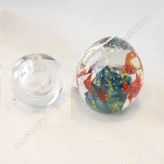 2 GLASS PAPERWEIGHTS - 1 KOSTA BODA 