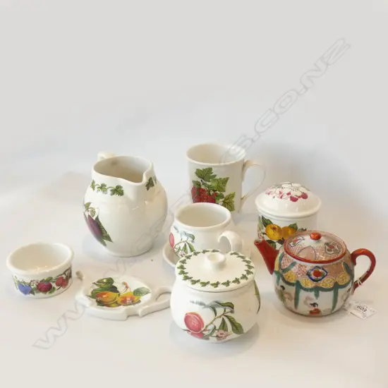 8 PCS PORMEIRION POMONA INCL JUG / MUGS BOWLS ETC.+ SM ORIENTAL TEAPOT