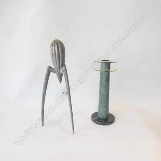 ALESSI LEMON SQUEEZER BY PHILIPPE STARCK + ITALIAN MARBLE CANDLESTICK HOLDER