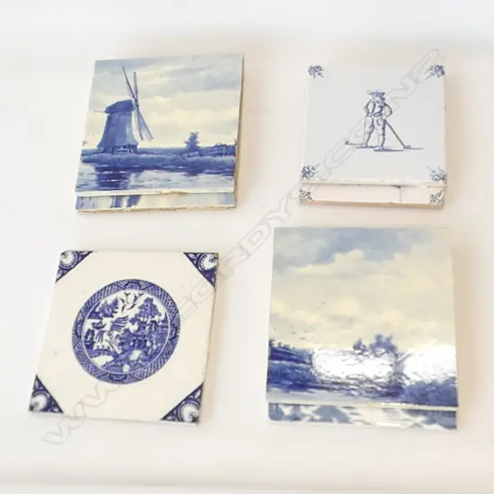 7 ASST DELFT STYLE BLUE & WHITE TILES (5 X 155MM & 2 130MM)