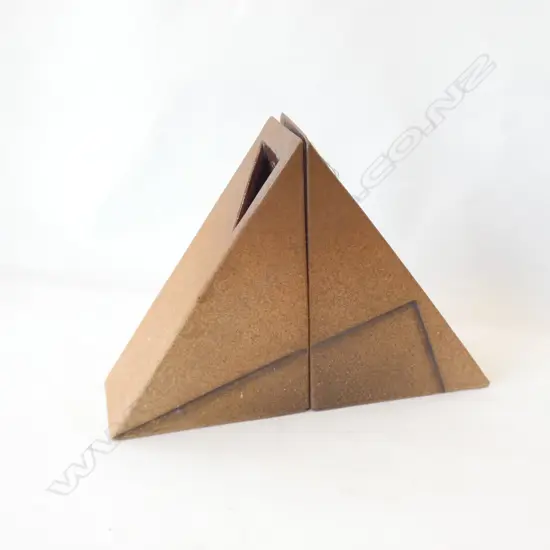 IAN WEBSTER 2 PCE STUDIO POTTERY ANGULAR VASES H.180mm