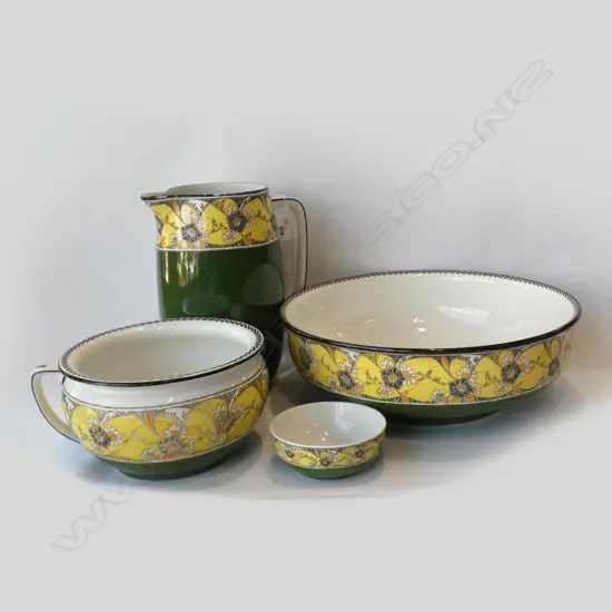 4 PCE WEDGWOOD VANITY SET; JUG, BOWL, POTTY, SOAP DISH