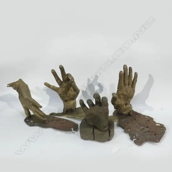 4 BRASS HANDS SCULPTURES 