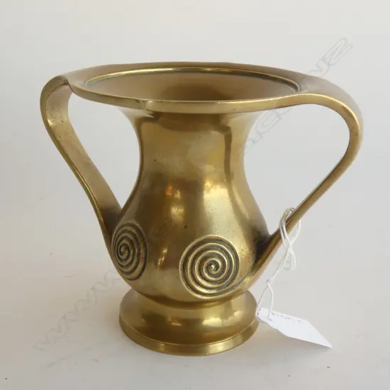 WELL MADE JAPANESE BRONZE 'SPIRAL EYE' TWO HANDLED VASE.  H.120mm