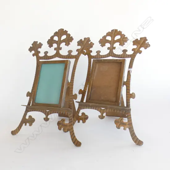 PR BRASS EASEL PICTURE FRAMES  H 340MM (GLASS MISSING FROM ONE)