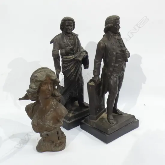 3 OLD SPELTER FIGURES - LARGEST H 280MM