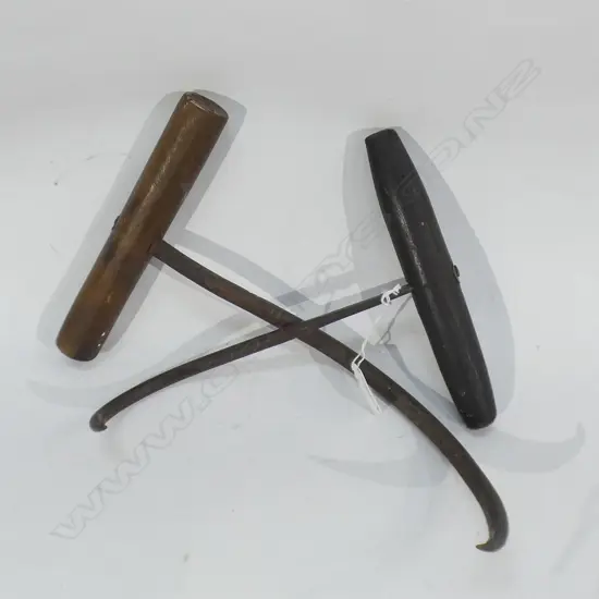2 OLD WOOL BALE HOOKS