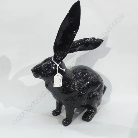 BLACK RESIN HARE RABBIT H.330mm
