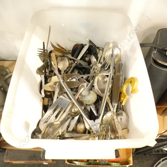 LGE BOX SILVER PLATE & OTHER CUTLERY