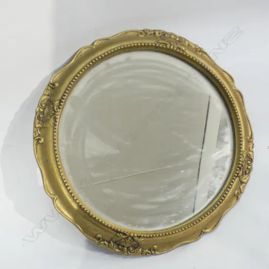 ROUND GOLD GILDED FRAMED WALL MIRROR DIA 375MM