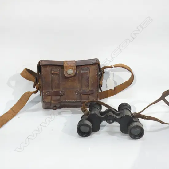 PR GERMAN WWI OFFICERS BINOCULARS K.B.DIEASL DFO3 No.27085 IN LEATHER CASE