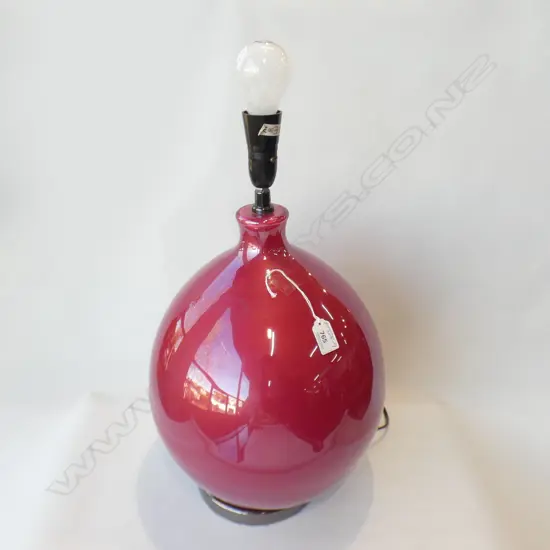 LARGE MODERN RED GLASS ORB LAMP NO SHADE
