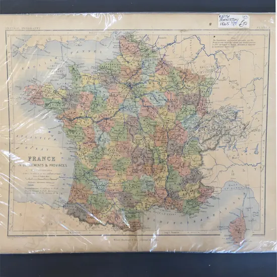 OLD MAP OF FRANCE C1865  310 X 230MM