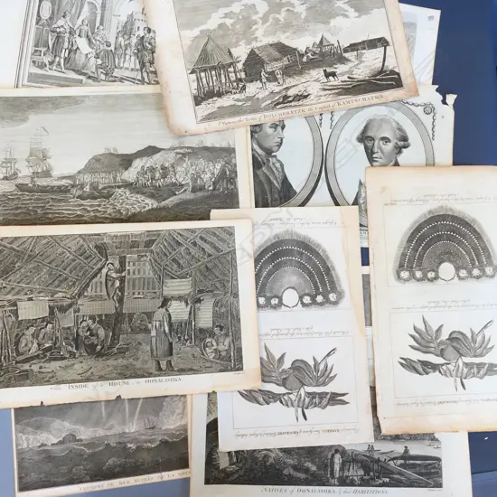 18 (APPROX) ENGRAVINGS FROM COOKS VOYAGE HAWAII TO ALASKA 