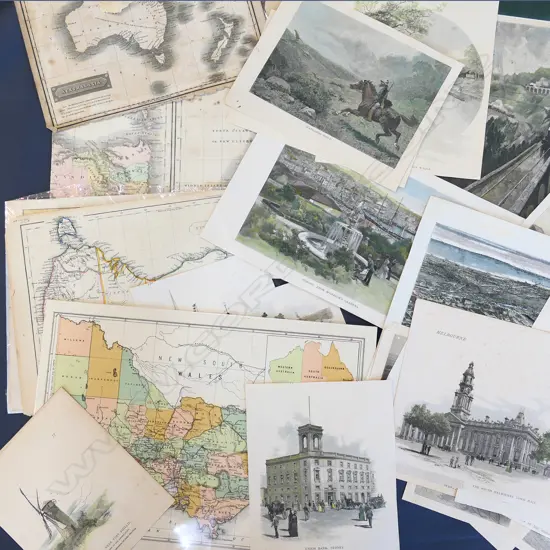 5 AUSTRALIAN MAPS c1850s + ASST.  AUSTRALIAN ENGRAVINGS