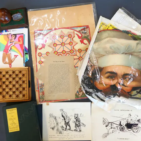ASST. GAMES & SPORTING ITEMS INCL. POSTCARDS