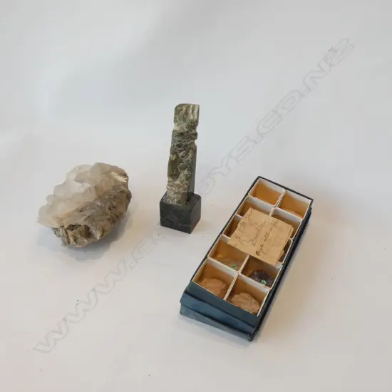 COLLECTION GEOLOGICAL SPECIMENS; CRYSTAL, GREENSTONE ETC