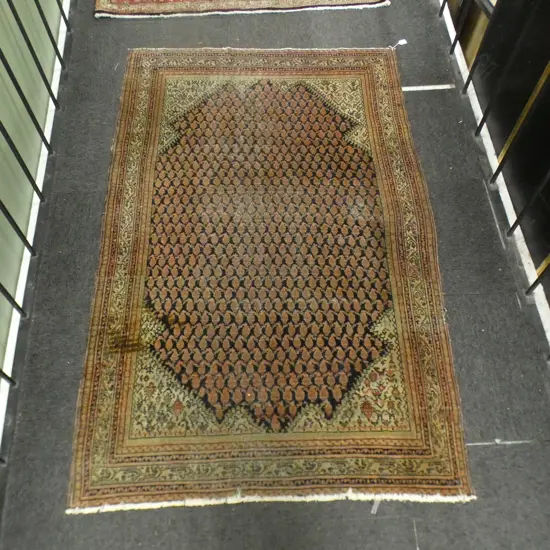 ANTIQUE SERABAND RUG, WORN & BURN MARK 1900 x 1220mm