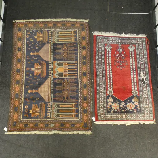 BALUCHI PRAYER MAT 1300 x 880 & A SMALLER ONE (DAMAGED)