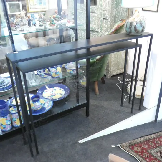2 METAL CONSOLE / HALL TABLES 