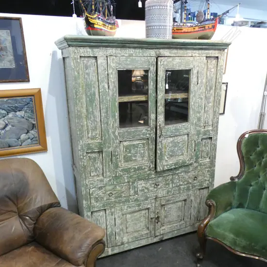 ANTIQUE INDIAN PAINTED CABINET FROM PUSHKAR 1300 x 480 x 1800mm