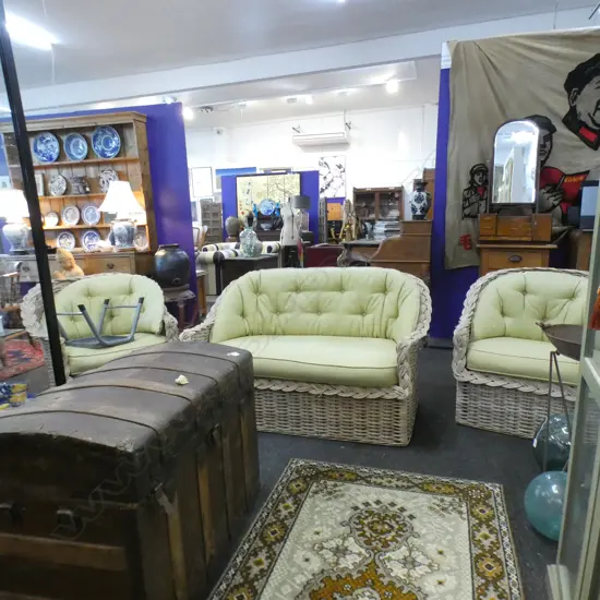 CANE LOUNGE SUIT -COUCH & TWO CHAIRS