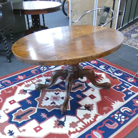 VICTORIAN WALNUT LOO TABLE (top marked) 1360 x 1050 x 730mm