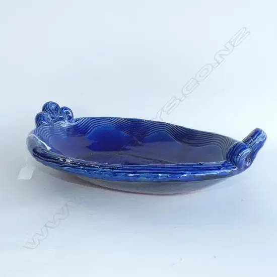 LARGE TONY SLY PLATTER, BLUE GLAZE 475x350mm