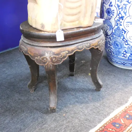OLD CHINESE ? LACQUERED STOOL A.F