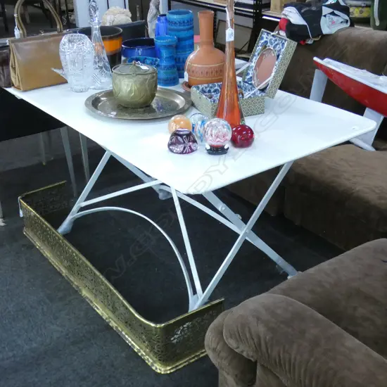 WHITE ENAMELED OUTDOOR TABLE...