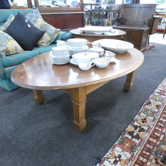 WOODEN OVAL COFFEE TABLE 1500x970mm