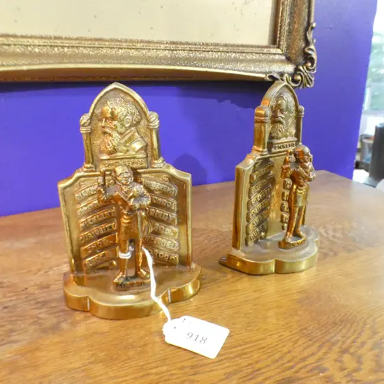 PR BRASS DICKENS BOOK ENDS AF...