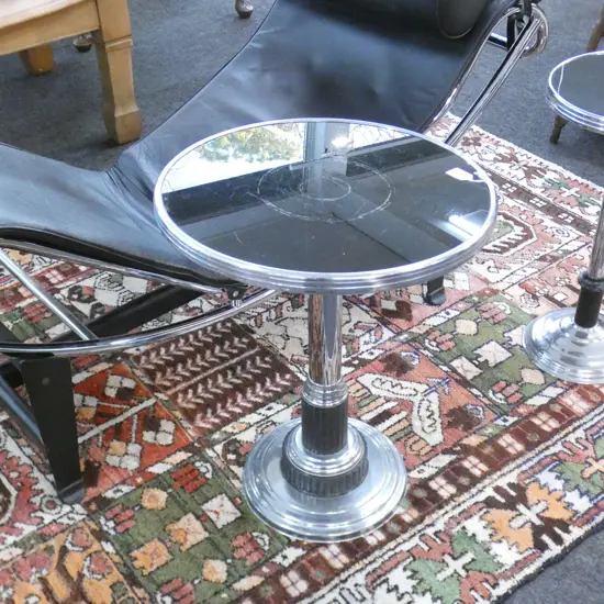 DECO CHROME & BLACK GLASS SIDE TABLE