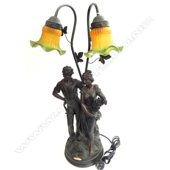 CLASSICAL BRONZED STYLE ROMANTIC COUPLE TABLE LAMP H.640mm