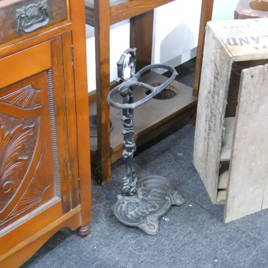 BLACK PAINTED CAST IRON UMBRELLA HOLDER H.580mm