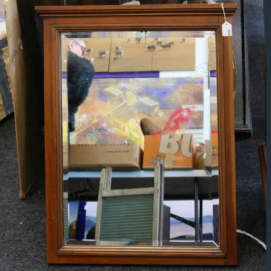 WOOD FRAMED BEVELLED MIRROR 660x520mm