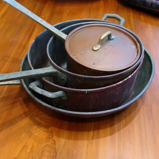4 COPPER PANS