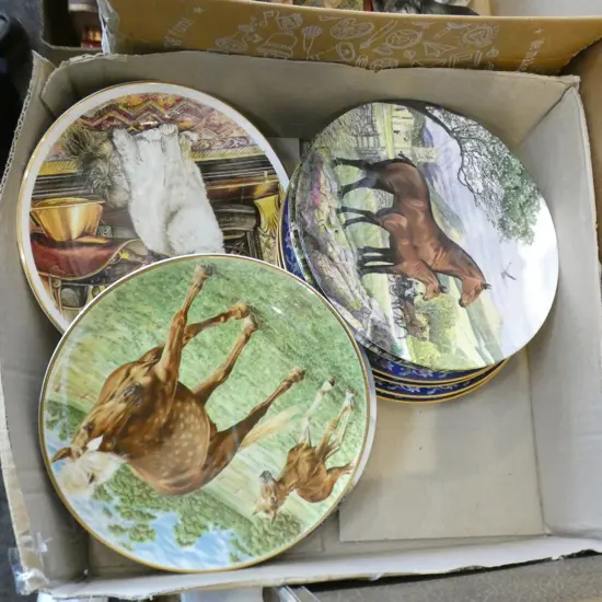 BOX COLLECTABLE PLATES INCL RD HORSE ETC..