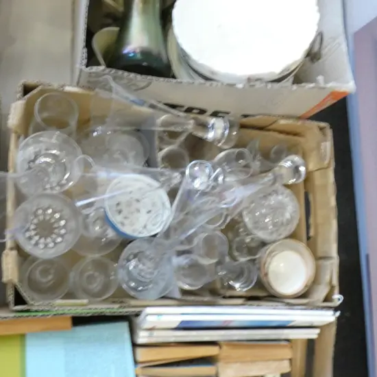 BOX LOT ASST. GLASSES & CHINA