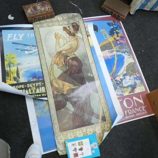 REPRO POSTER PRINTS; MENTON FRANCE, ART NOUVEAU, BOAC & QUANTAS, IMPERIAL AIRWAYS