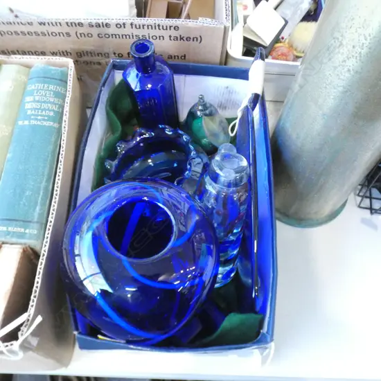 BOX LOT ASST. COLOURED GLASS