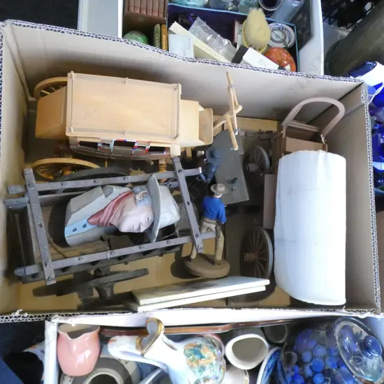 ASST. WILD WEST TOY ITEMS; 3 WAGONS ETC