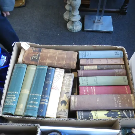 BOX LOT ANTIQUE BOOKS EX. HIGHWIC HOUSE