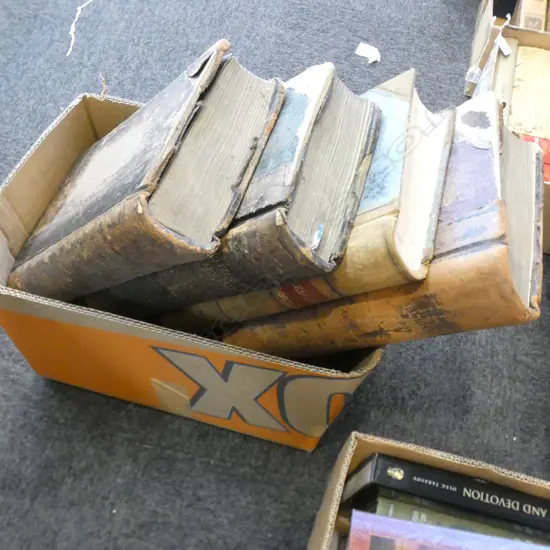 BOX 6 OLD LEATHER LGE LEDGER & PLEDGE BOOKS