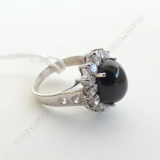 SILVER STAR SAPPHIRE ? & CZ RING