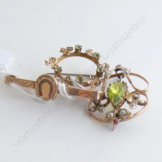 3 ANTIQUE 9CT GOLD BROOCHES (MINOR FAULTS) 9.3 GRAMS