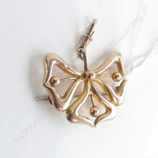 EDW 9CT ROSE GOLD ART NOUVEAU BROOCH WITH CLIP 3.74gms