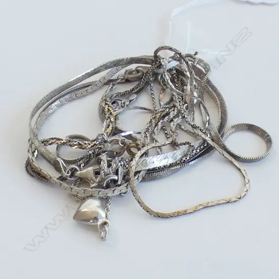 NINE FINE SILVER CHAIN  BRACELETS