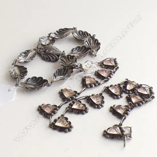 2 VINTAGE STG NECKLACES, DANECRAFT & OTHER w. PINK STONE 46 GRAMS